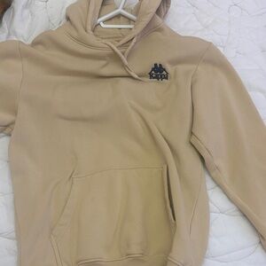 Kappa Beige Pullover Hoodie with Embroidered Logo